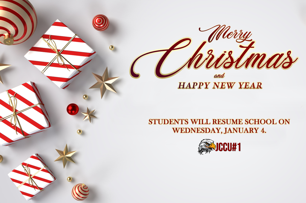 Merry Christmas and Happy New Year. STUDENTS WILL RESUME SCHOOL ON WEDNESDAY, JANUARY 4.