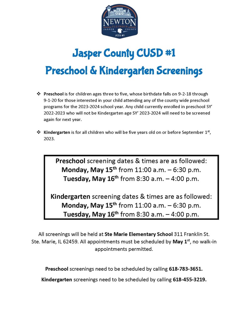 Preschool & Kindergarten Screenings